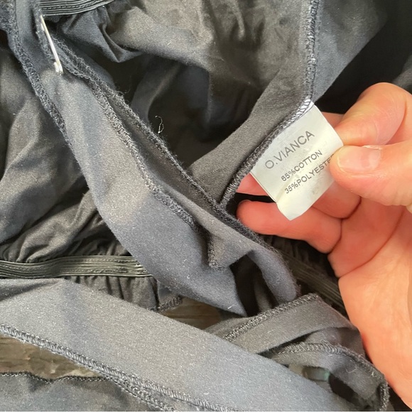 O. VIANCA Women's Ruffled Wrap Tie Crop Top Size S In Black - Picture 5 of 6